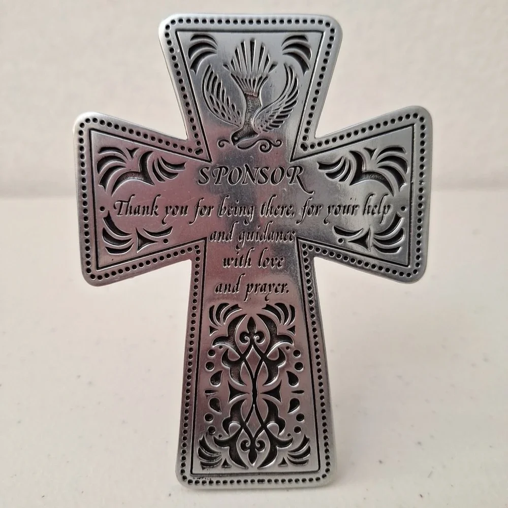 CAMCO Sponsor Thank You Filigree Stand or Hanging Wall Cross Silver Tone USA